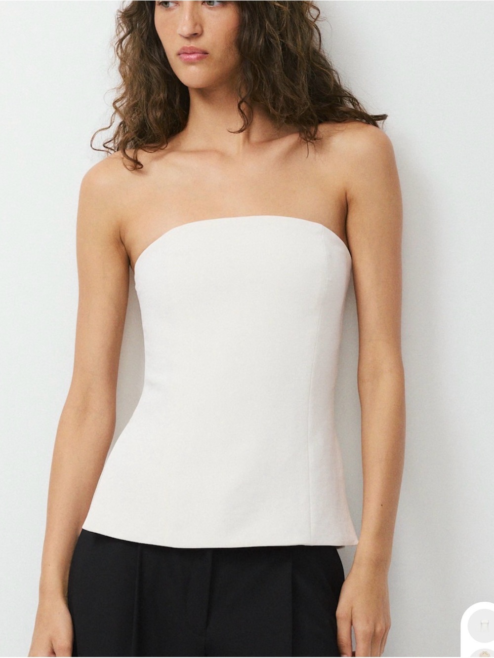 Aritzia Strapless White Cream Bodysuit Top